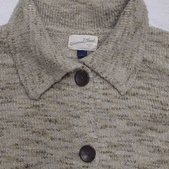 UNIVERSAL THREAD VARIEGATED BROWNS KNIT CARDIGAN CROPPED SWEATER WOMEN'S SIZE L - Picture 3 of 10